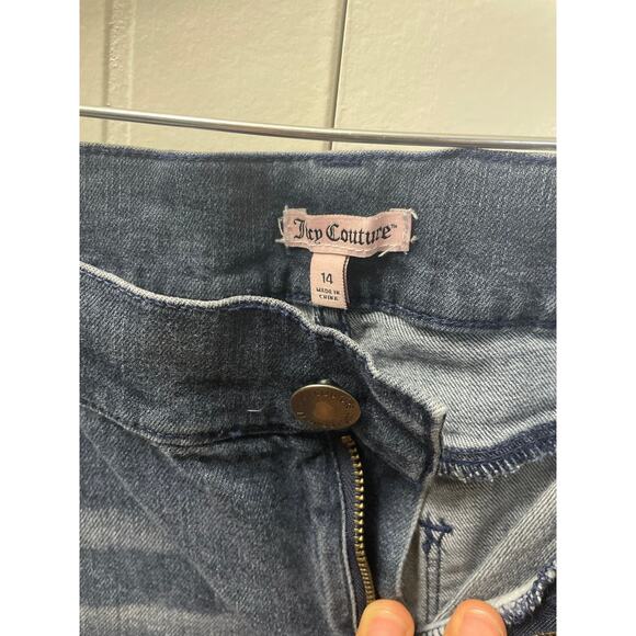 Juicy Couture Y2k  Woman Distressed Denim Rhinestones SZ 14 - Picture 6 of 8